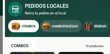 Opción real de pedidos para retirar en el local
